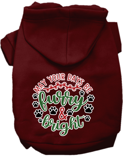 Furry and Bright Screen Print Dog Hoodie Maroon Size XS