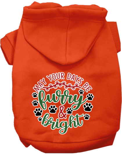 Furry and Bright Screen Print Dog Hoodie Orange Size XS