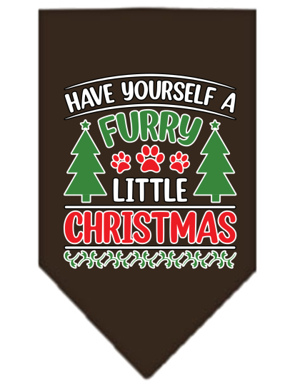 Furry Little Christmas Screen Print Bandana Cocoa Size Small