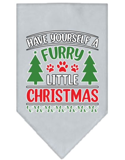 Furry Little Christmas Screen Print Bandana Grey Size Small