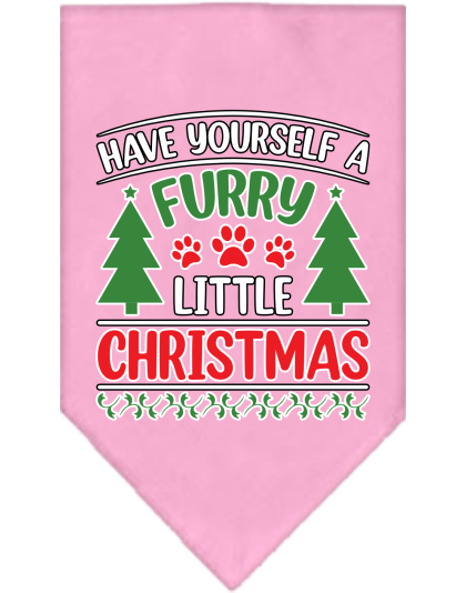 Furry Little Christmas Screen Print Bandana Light Pink Size Small