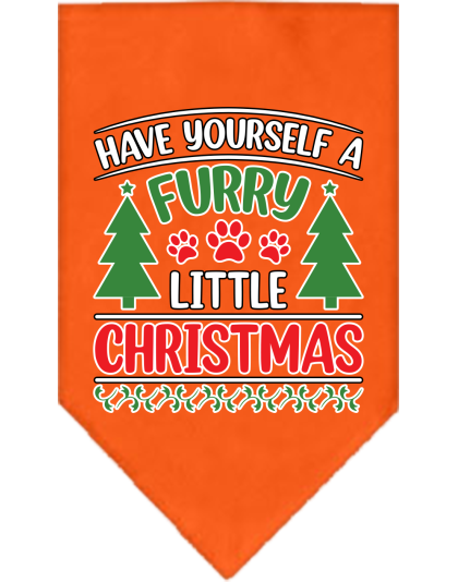 Furry Little Christmas Screen Print Bandana Orange Size Small