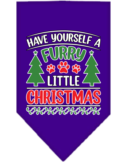 Furry Little Christmas Screen Print Bandana Purple Size Small