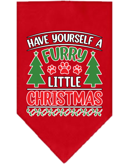 Furry Little Christmas Screen Print Bandana Red Size Small