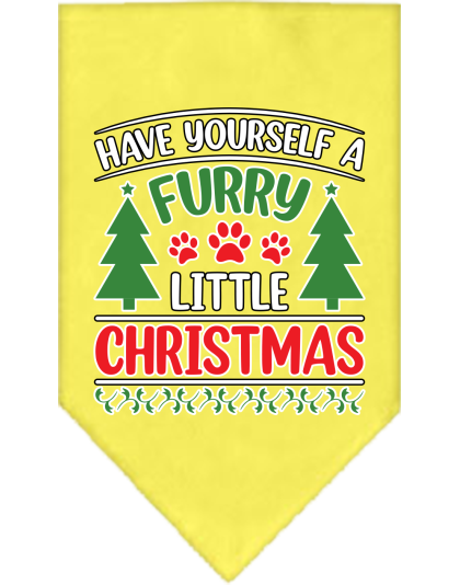 Furry Little Christmas Screen Print Bandana Yellow Size Small