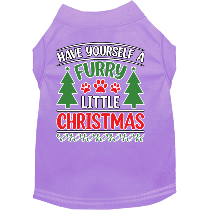 Furry Little Christmas Screen Print Dog Shirt Lavender Size XS