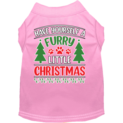 Furry Little Christmas Screen Print Dog Shirt Light Pink Size XS