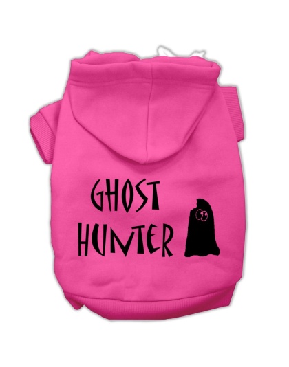 Ghost Hunter Screen Print Pet Hoodies Bright Pink with Black Lettering Lg