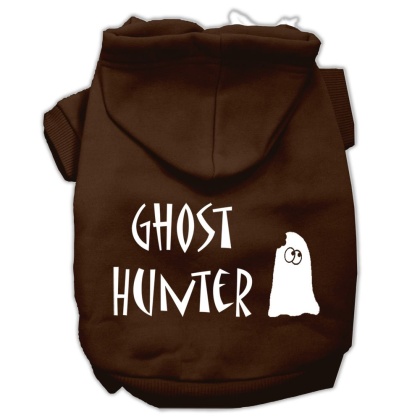 Ghost Hunter Screen Print Pet Hoodies Brown with Cream Lettering Lg