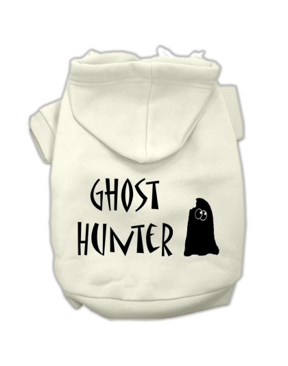 Ghost Hunter Screen Print Pet Hoodies Cream with Black Lettering Lg