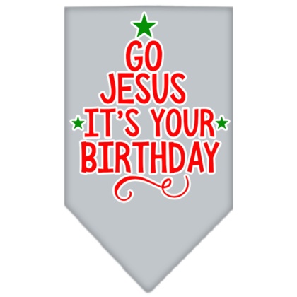 Go Jesus Screen Print Bandana Grey Large