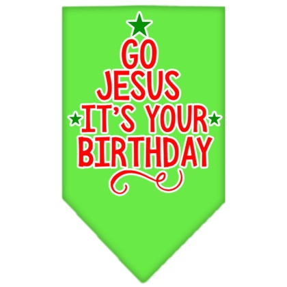 Go Jesus Screen Print Bandana Lime Green Large