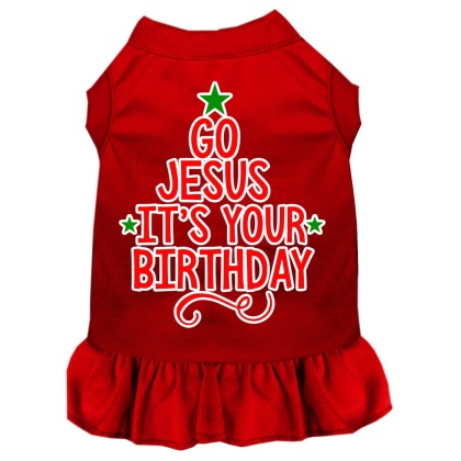 Go Jesus Screen Print Dog Dress Red 4X (22)