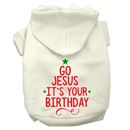 Go Jesus Screen Print Dog Hoodie Cream L