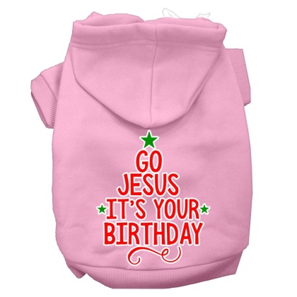 Go Jesus Screen Print Dog Hoodie Light Pink L