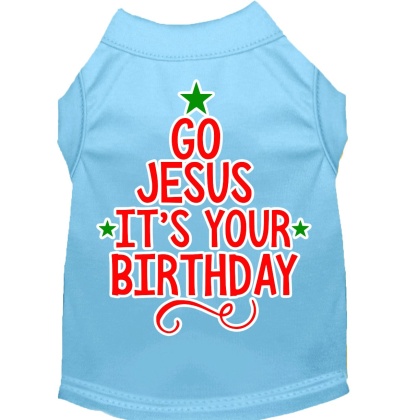 Go Jesus Screen Print Dog Shirt Baby Blue Lg