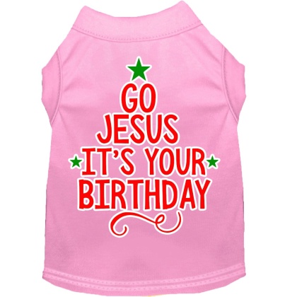 Go Jesus Screen Print Dog Shirt Light Pink Lg