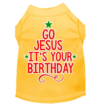 Go Jesus Screen Print Dog Shirt Yellow Lg