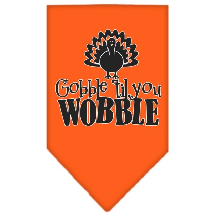 Gobble til You Wobble Screen Print Bandana Orange Large