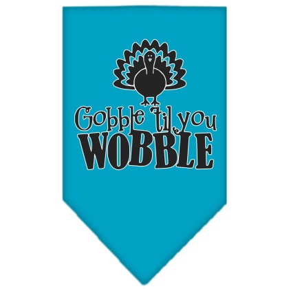 Gobble til You Wobble Screen Print Bandana Turquoise Large