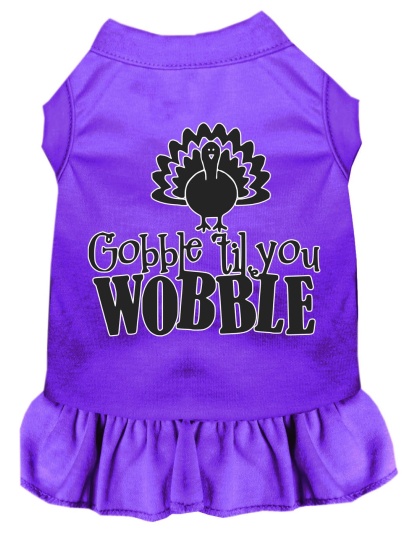 Gobble til You Wobble Screen Print Dog Dress Purple 4X