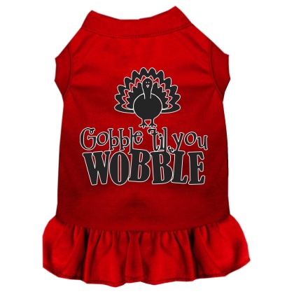 Gobble til You Wobble Screen Print Dog Dress Red 4X