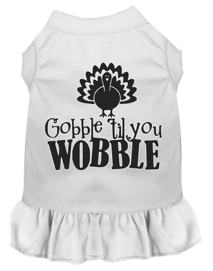 Gobble til You Wobble Screen Print Dog Dress White 4X