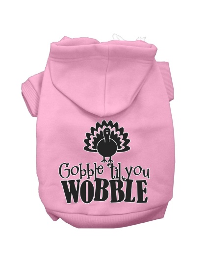 Gobble til You Wobble Screen Print Dog Hoodie Light Pink L