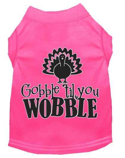 Gobble til You Wobble Screen Print Dog Shirt Bright Pink Lg