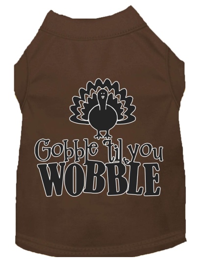 Gobble til You Wobble Screen Print Dog Shirt Brown Lg