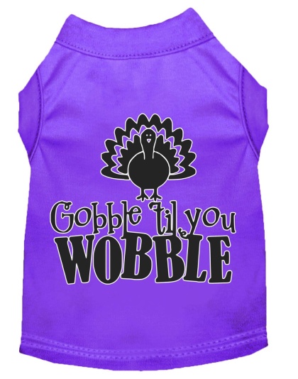 Gobble til You Wobble Screen Print Dog Shirt Purple Lg