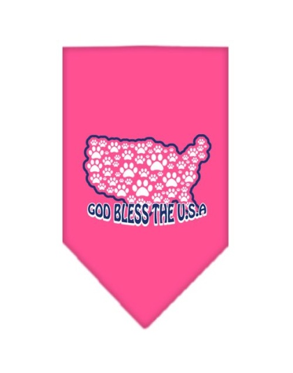 God Bless USA Screen Print Bandana Bright Pink Large