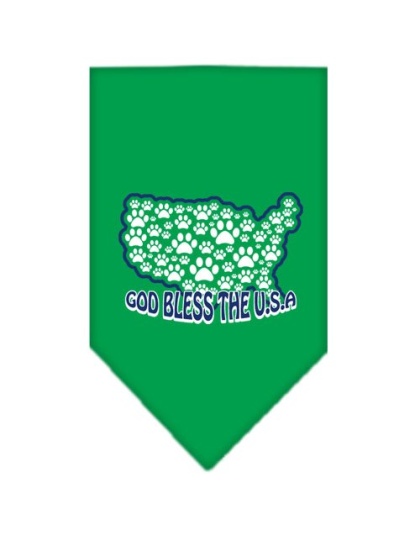 God Bless USA Screen Print Bandana Emerald Green Large