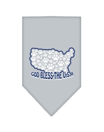 God Bless USA Screen Print Bandana Grey Large