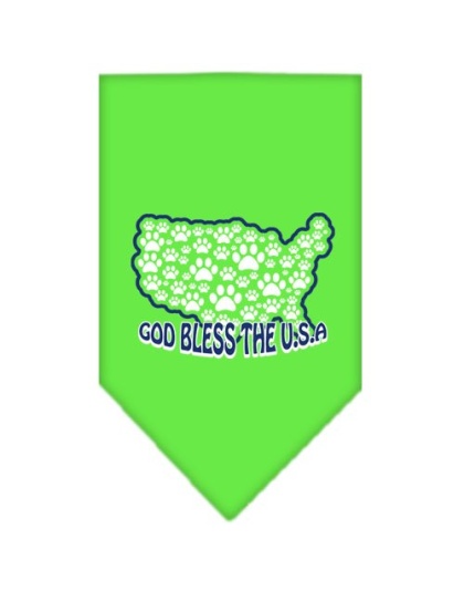 God Bless USA Screen Print Bandana Lime Green Large