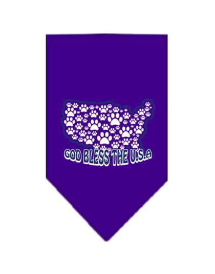 God Bless USA Screen Print Bandana Purple Large