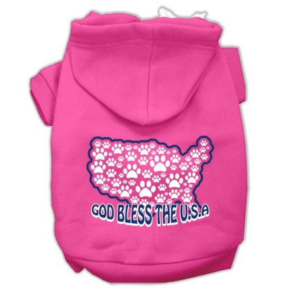 God Bless USA Screen Print Pet Hoodies Bright Pink Size L