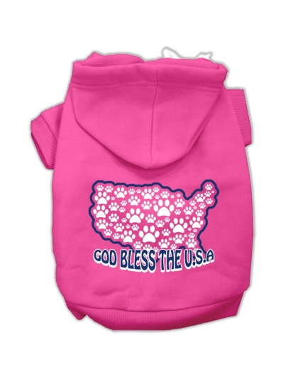 God Bless USA Screen Print Pet Hoodies Bright Pink Size L