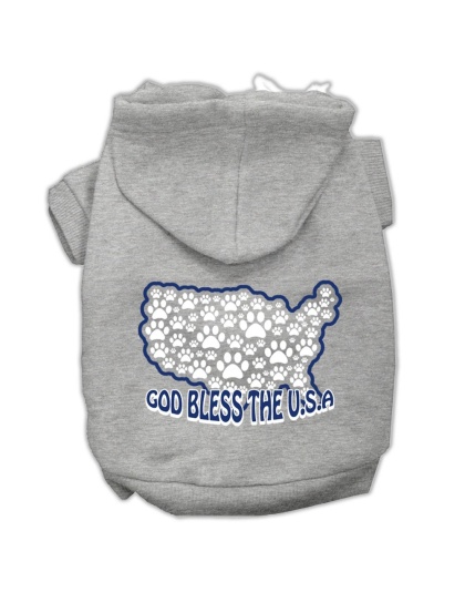 God Bless USA Screen Print Pet Hoodies Grey L