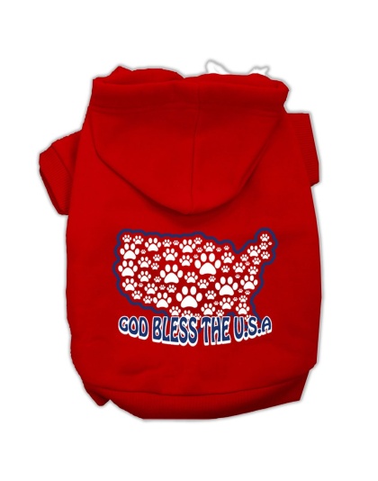 God Bless USA Screen Print Pet Hoodies Red Size L