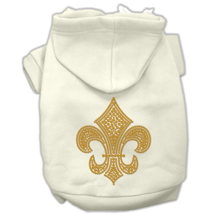 Gold Fleur De Lis Hoodie Cream L