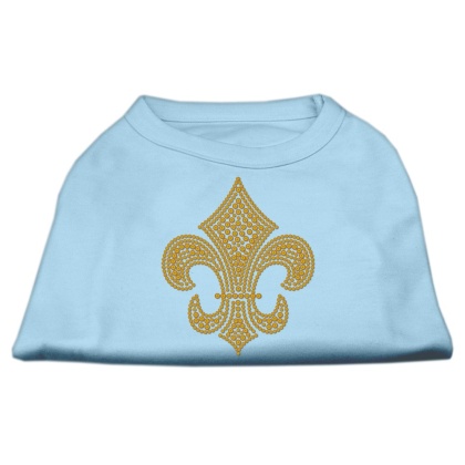 Gold Fleur De Lis Rhinestone Shirts Baby Blue L