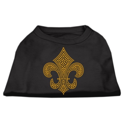 Gold Fleur De Lis Rhinestone Shirts Black L