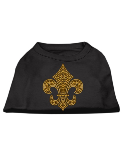 Gold Fleur De Lis Rhinestone Shirts Black L