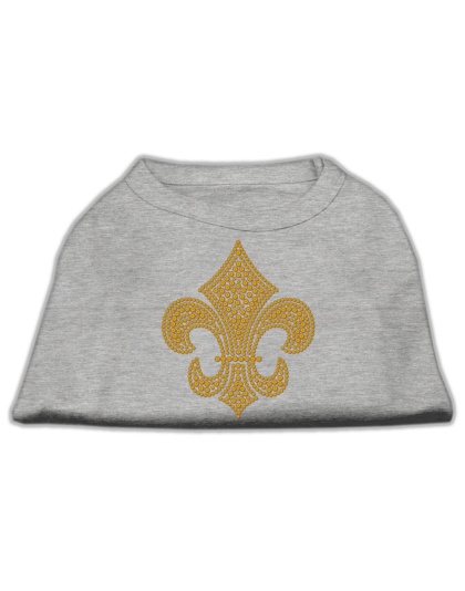 Gold Fleur De Lis Rhinestone Shirts Grey L