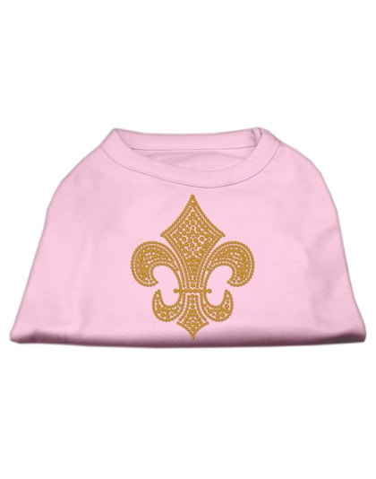 Gold Fleur De Lis Rhinestone Shirts Light Pink L