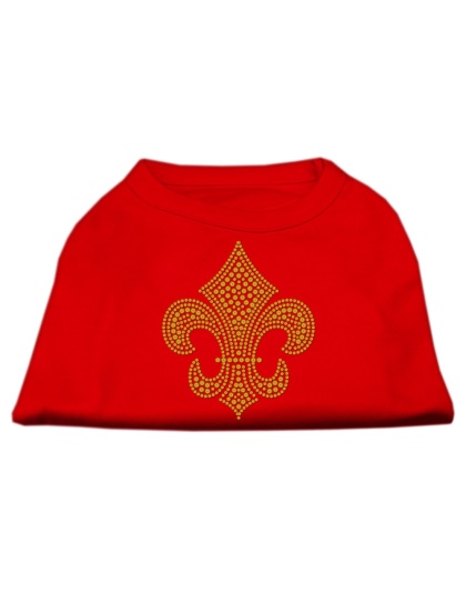 Gold Fleur De Lis Rhinestone Shirts Red L