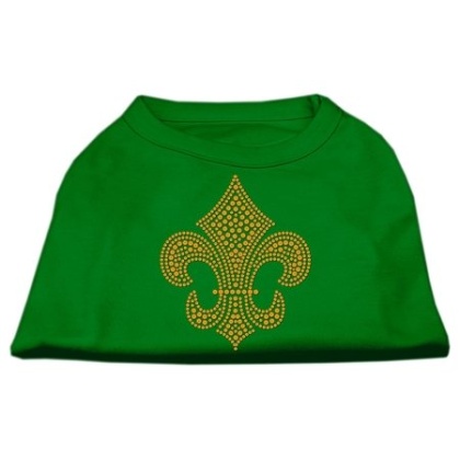 Gold Fleur de Lis Rhinestone Shirts Emerald Green Lg