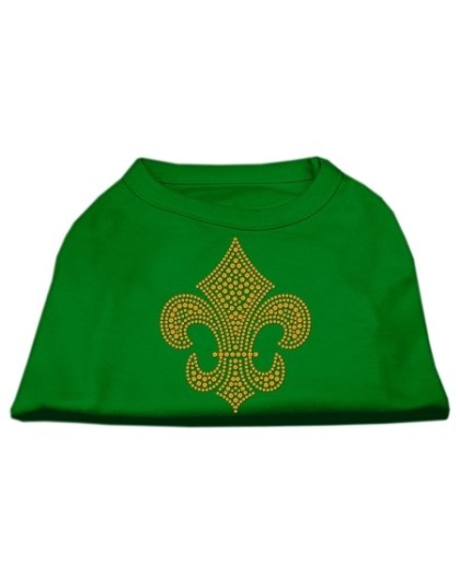 Gold Fleur de Lis Rhinestone Shirts Emerald Green Lg