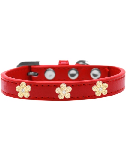 Gold Flower Widget Dog Collar Red Size 10